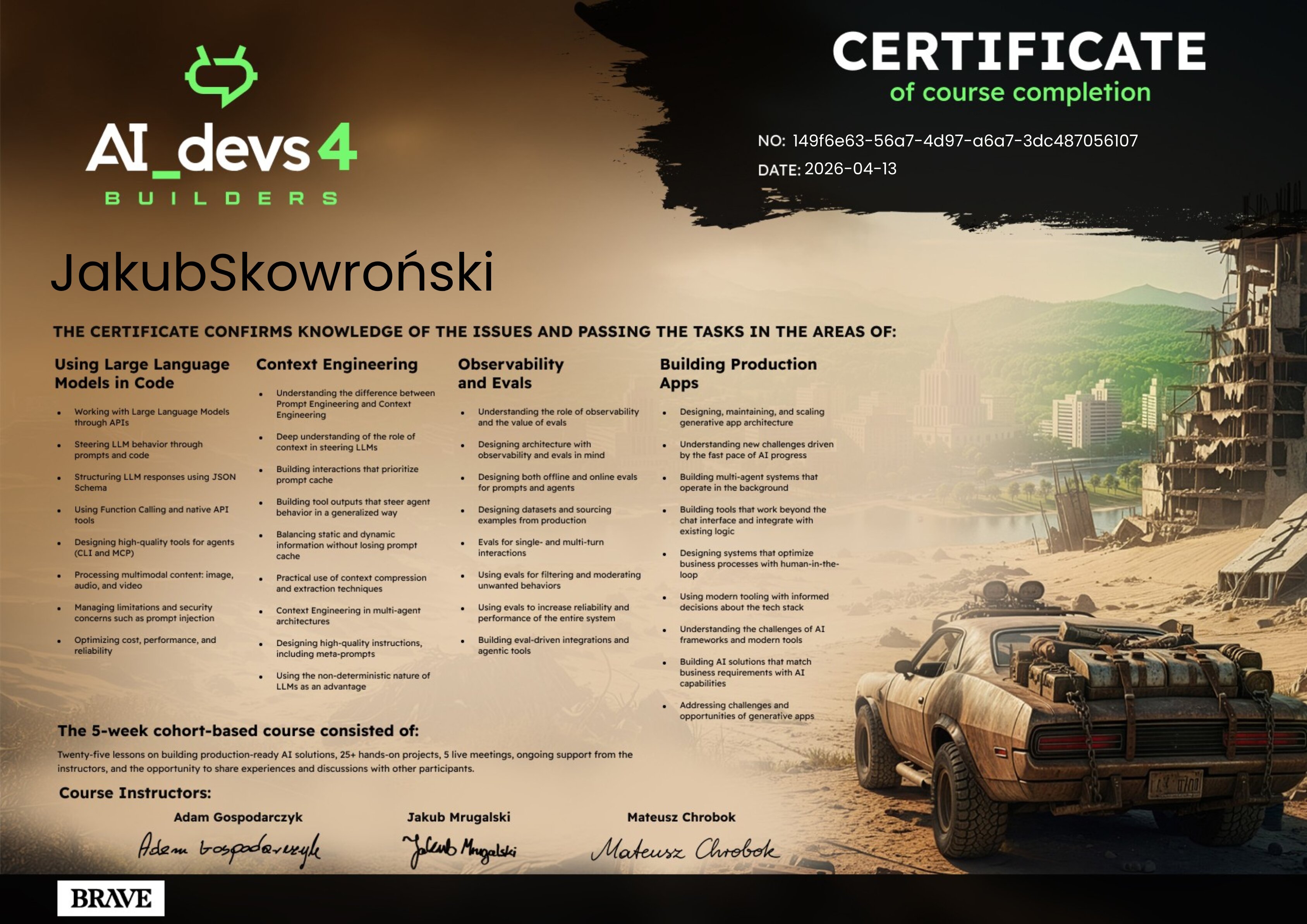 AI_devs 4 Builders Certificate