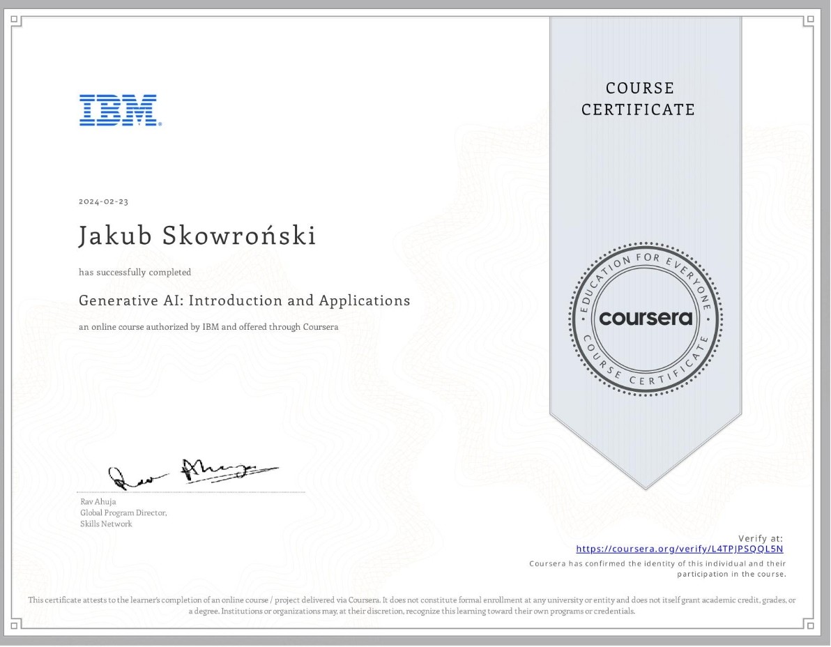IBM Generative AI Certificate